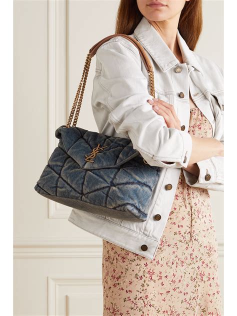 Saint Laurent Small LouLou Quilted Denim Shoulder Bag.